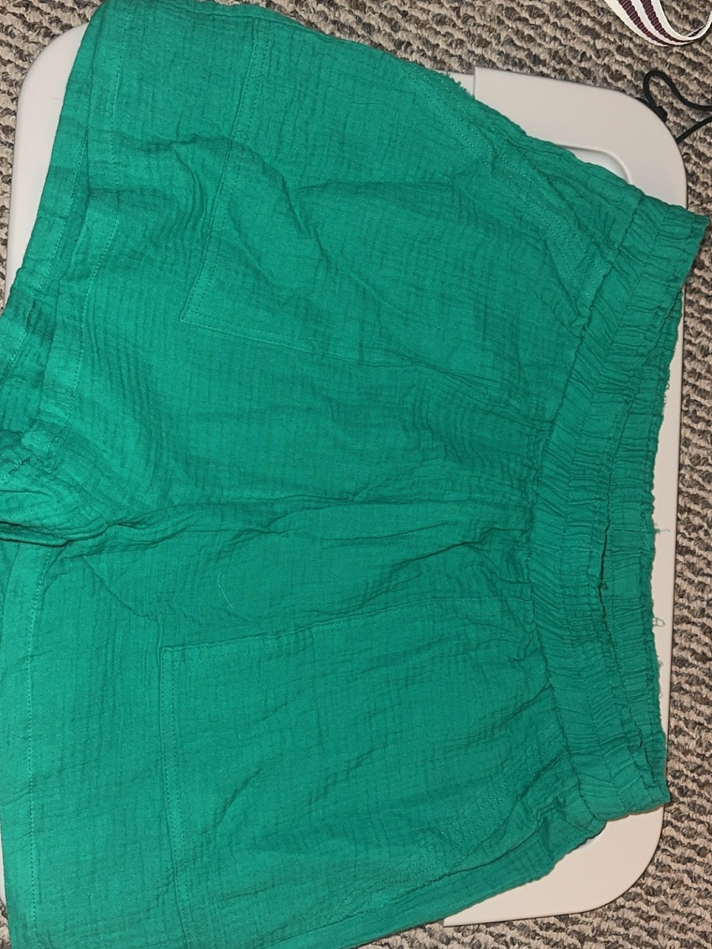 Women's Green Gauze Elastic-Waist swim Cover up Shorts